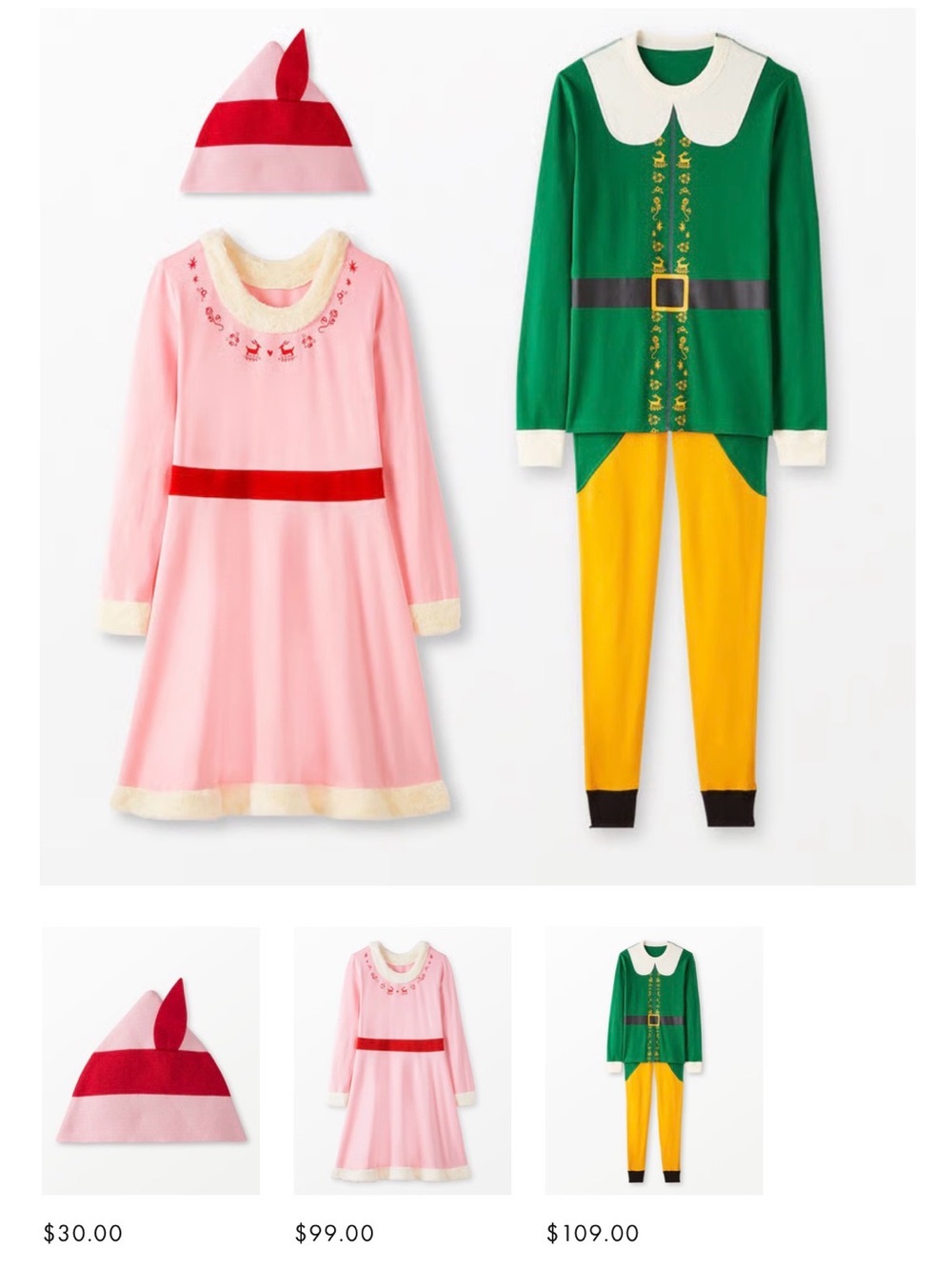 Hanna Andersson Family Holiday Elf Costume Set - Green & Yellow Pink & Red